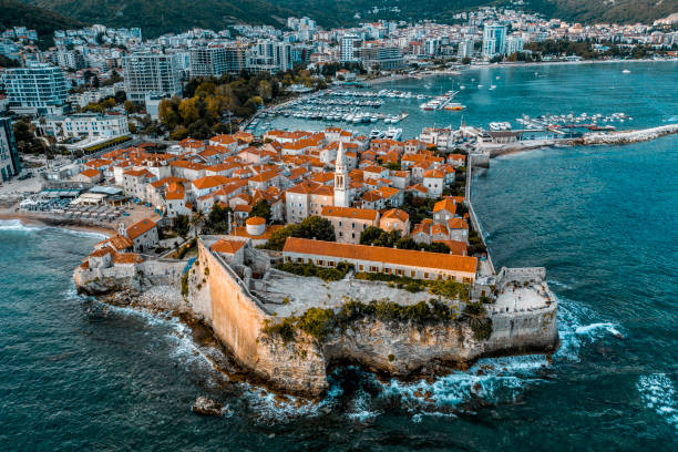 Arial view of Budva, Montenegro