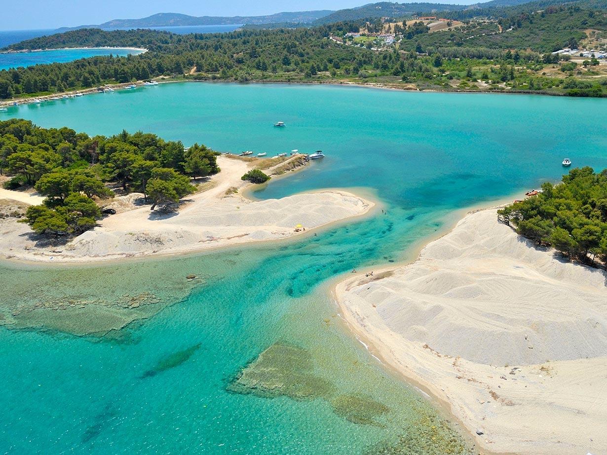 Birdeye view of a beach near Thessaloniki 