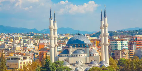 The Grand Mosque in Tirana, one of the city's newest and largest religious buildings.