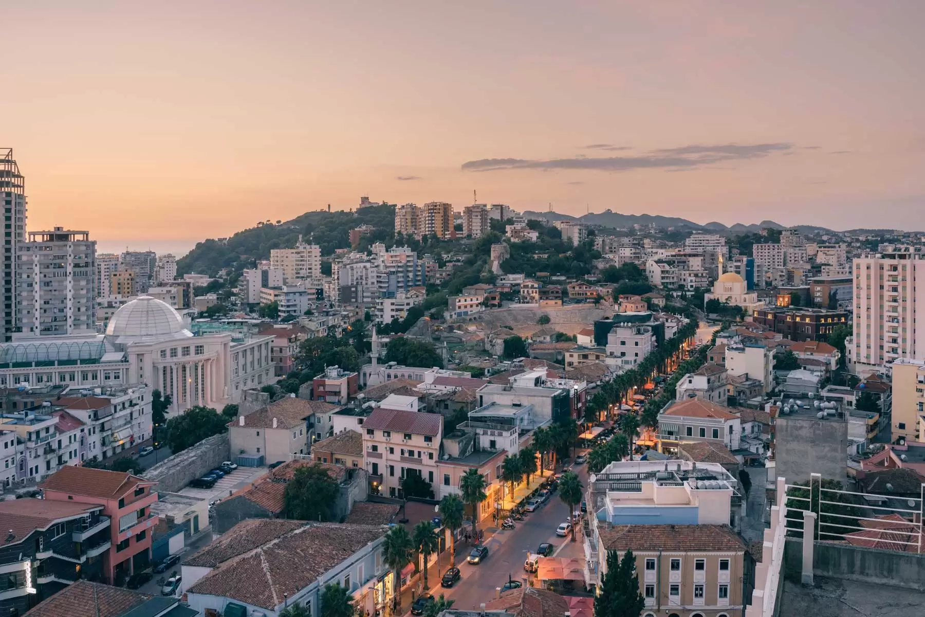 A view of Durres, where historic and modern buildings create a unique contrast.