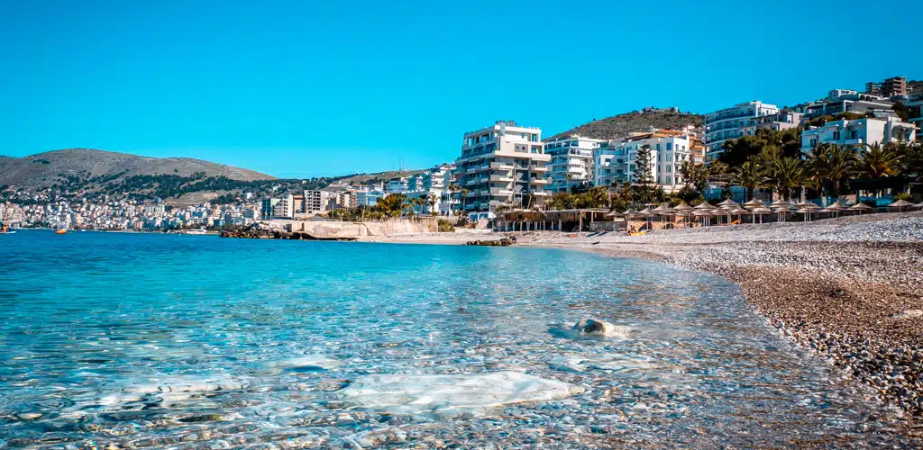 Clear blue waters along the Saranda coastline.