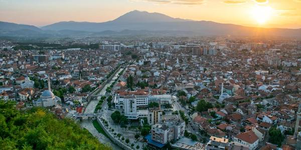 A stunning sunset view over the city of Prizren