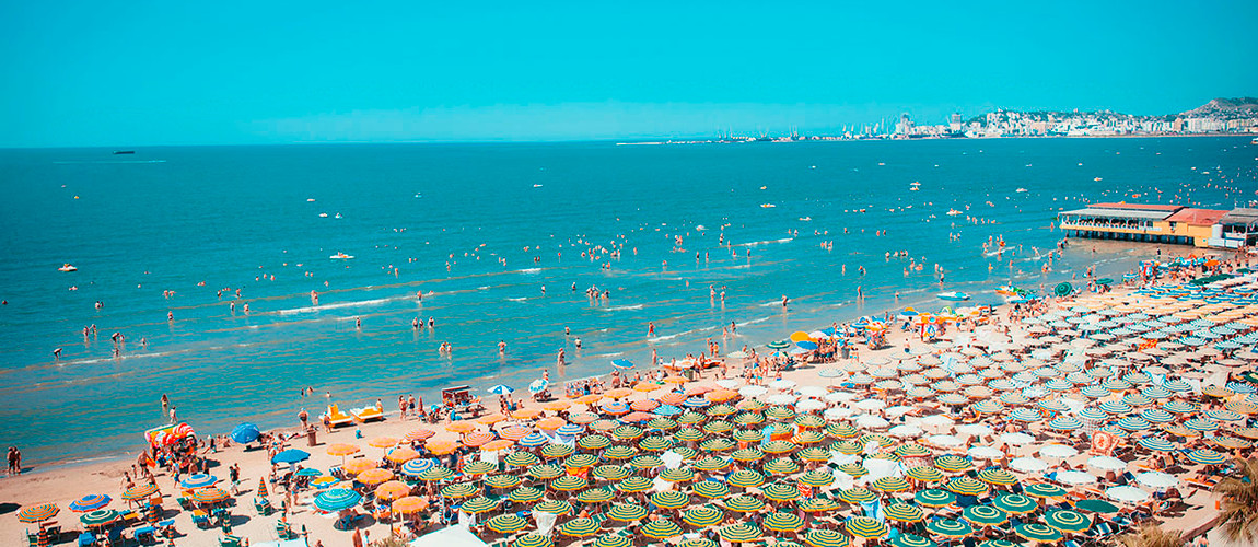 A popular sandy beach in Durrës, perfect for swimming and sunbathing.