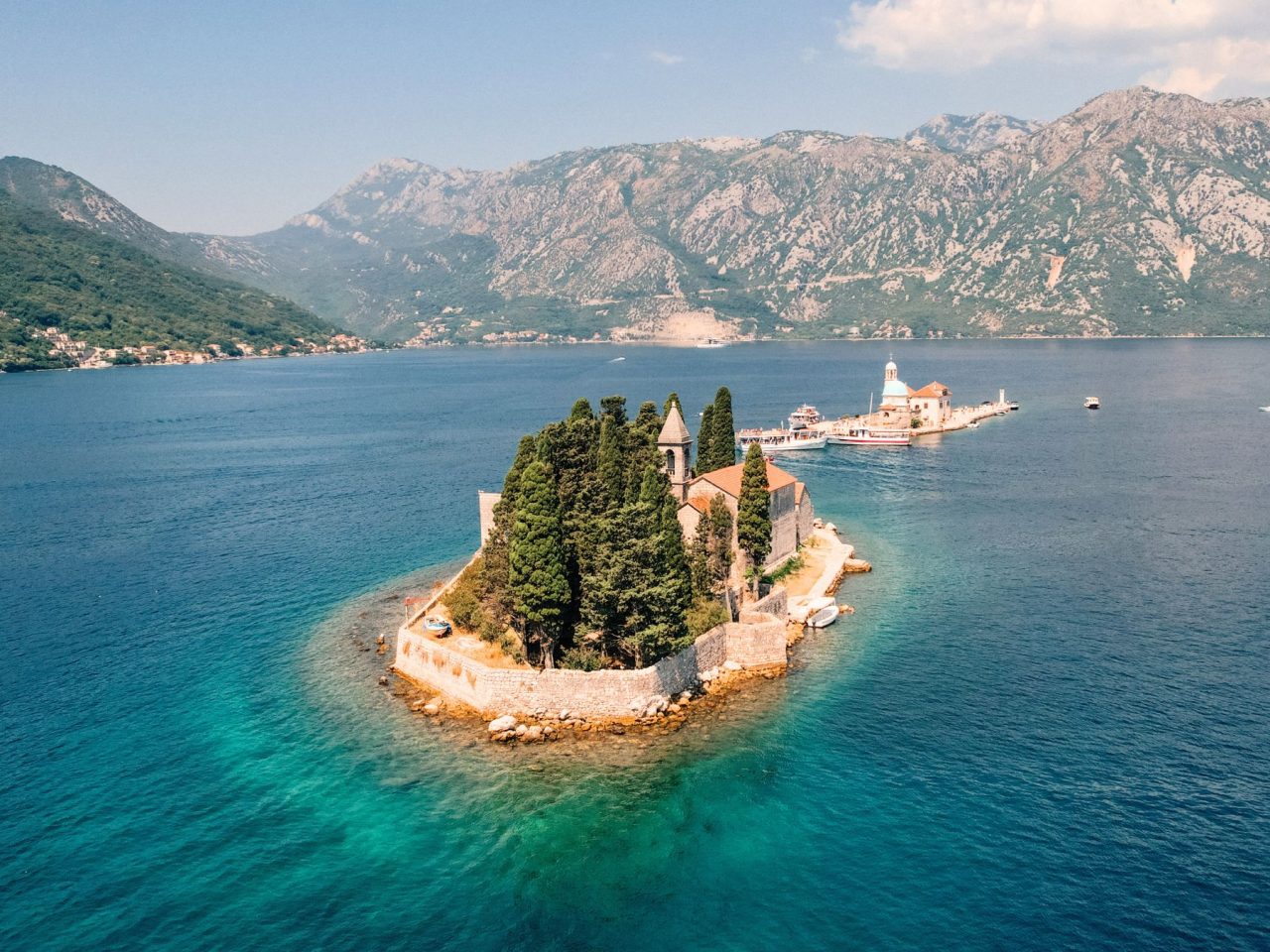 A beautiful artificial island in the Bay of Kotor, home to a historic church and museum. 